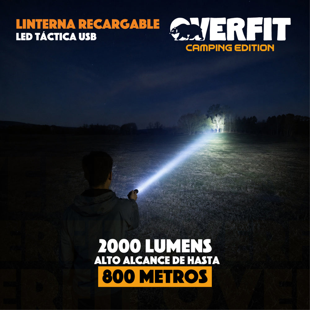 Linterna Led Overfit Largo Alcance Bolsillo Tactica Potente