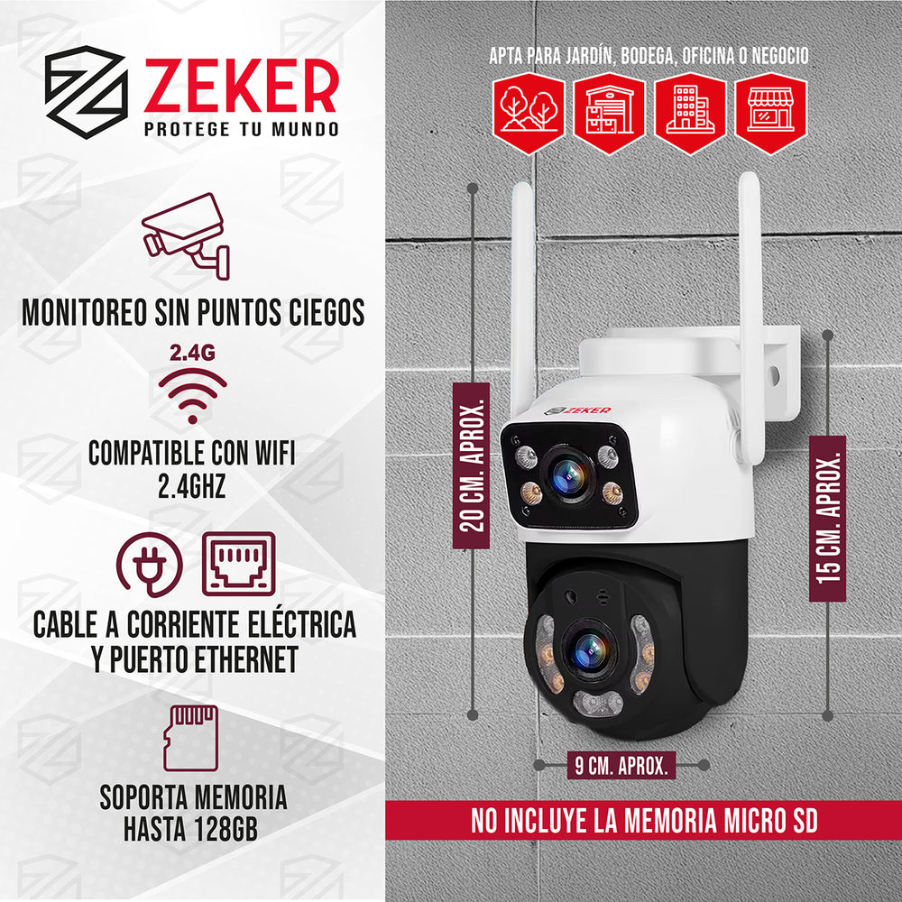 Pack X2 Camara De Seguridad 2.4g Zeker Doble 3mp Impermeable