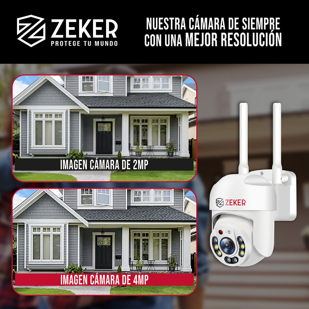 Camara De Seguridad Wifi Exterior Impermeable Zeker 4mp 2.4g
