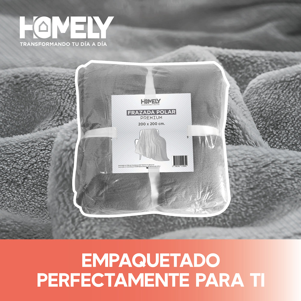 Frazada Polar Termica King Homely Manta 200x200cm Gris