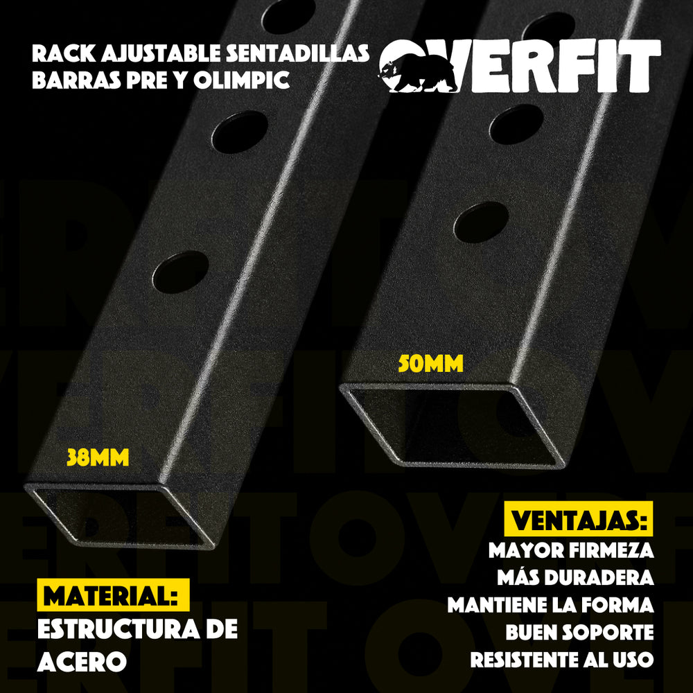 Rack Squat Sentadillas Ajustable Overfit Barra Pre Y Olimpic