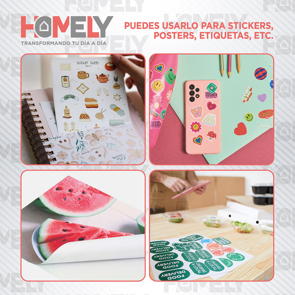 Papel Fotografico Glossy Adhesivo A4 135 Grs Homely 100 Hoja