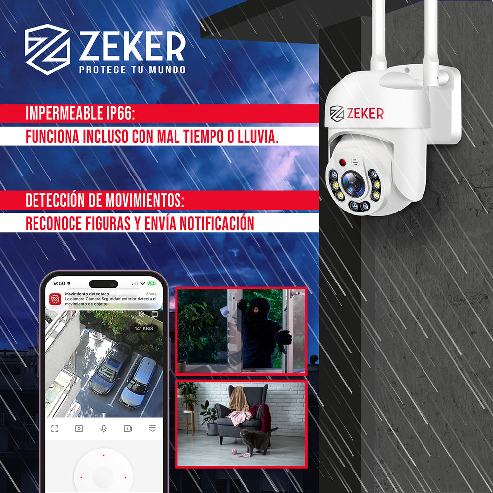 Pack x2 Cámara de Seguridad Wifi Impermeable Zeker 2MP 5G