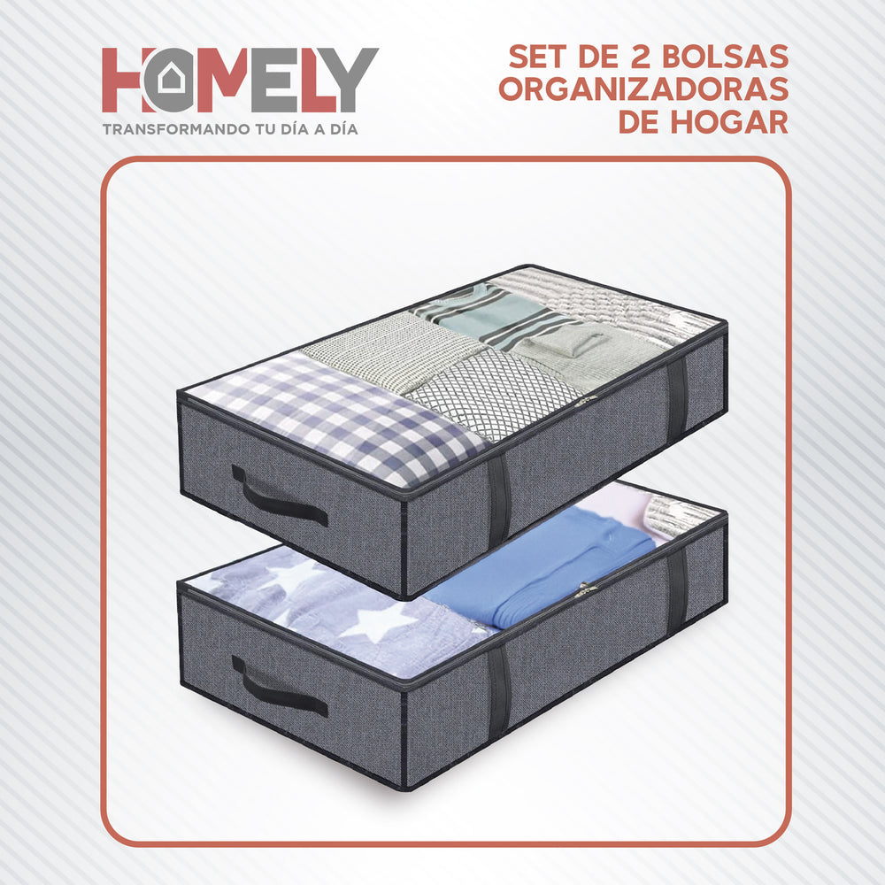 Bolsas Organizadoras Bajo Cama Homely Contenedor 90L Set X2
