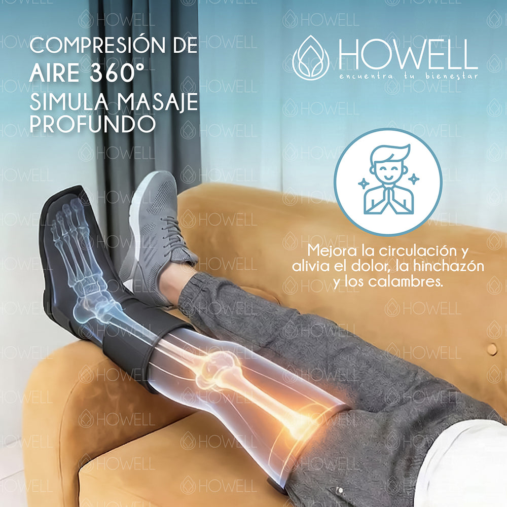 Masajeador Piernas Bota Compresion Howell Inalambrico