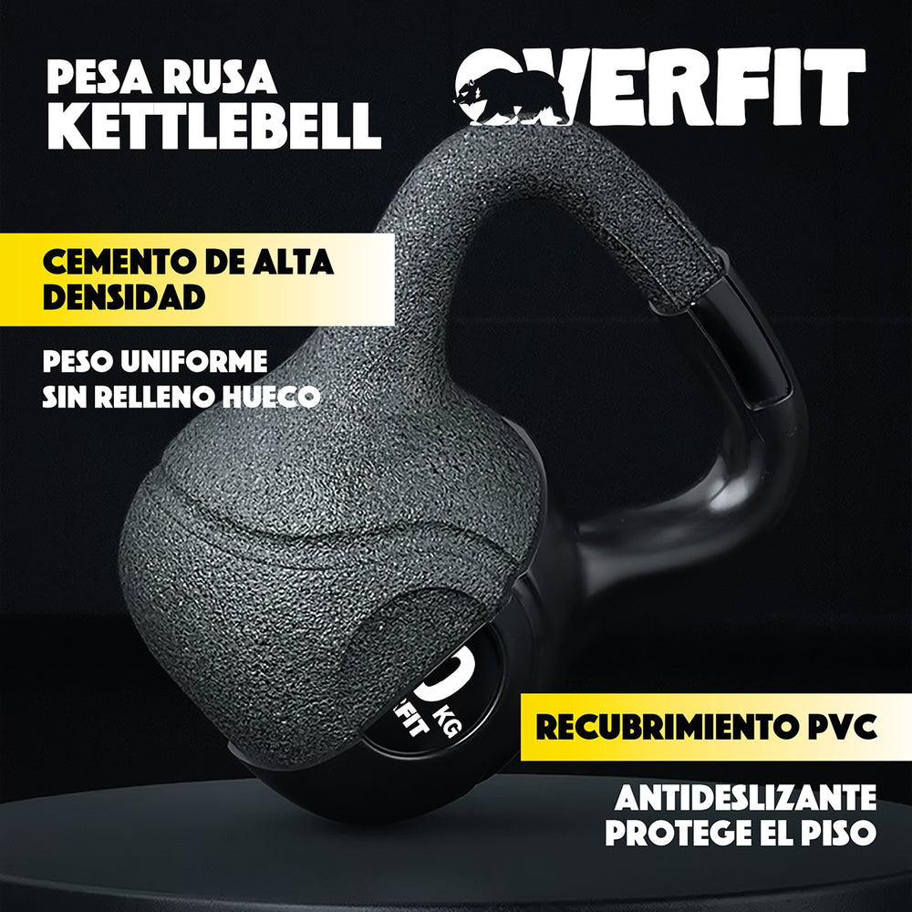 Pesa Rusa Kettlebell 20kg Overfit Entrenamiento PVC Cemento