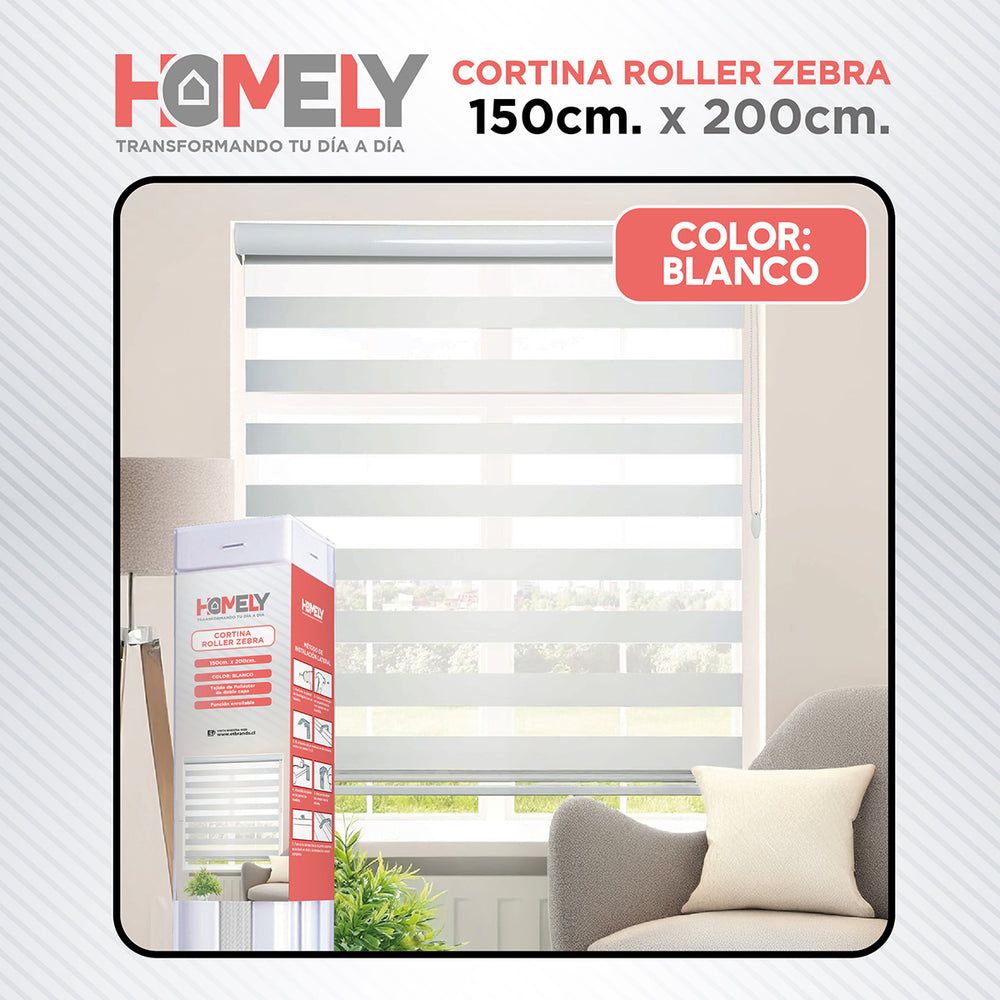 Cortinas Roller Duo 100% Dia y Noche Zebra 150x200cm Homely