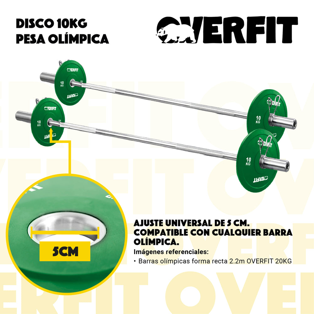 Disco Pesa Olimpica Goma Overfit 10kg Antideslizante