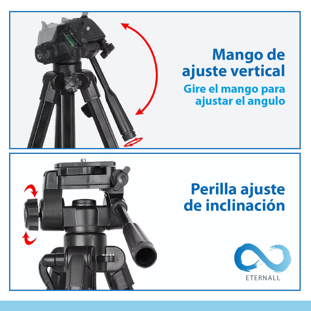 Trípode Celular Camara Portátil Aluminio Carga 10 kg 170 cm