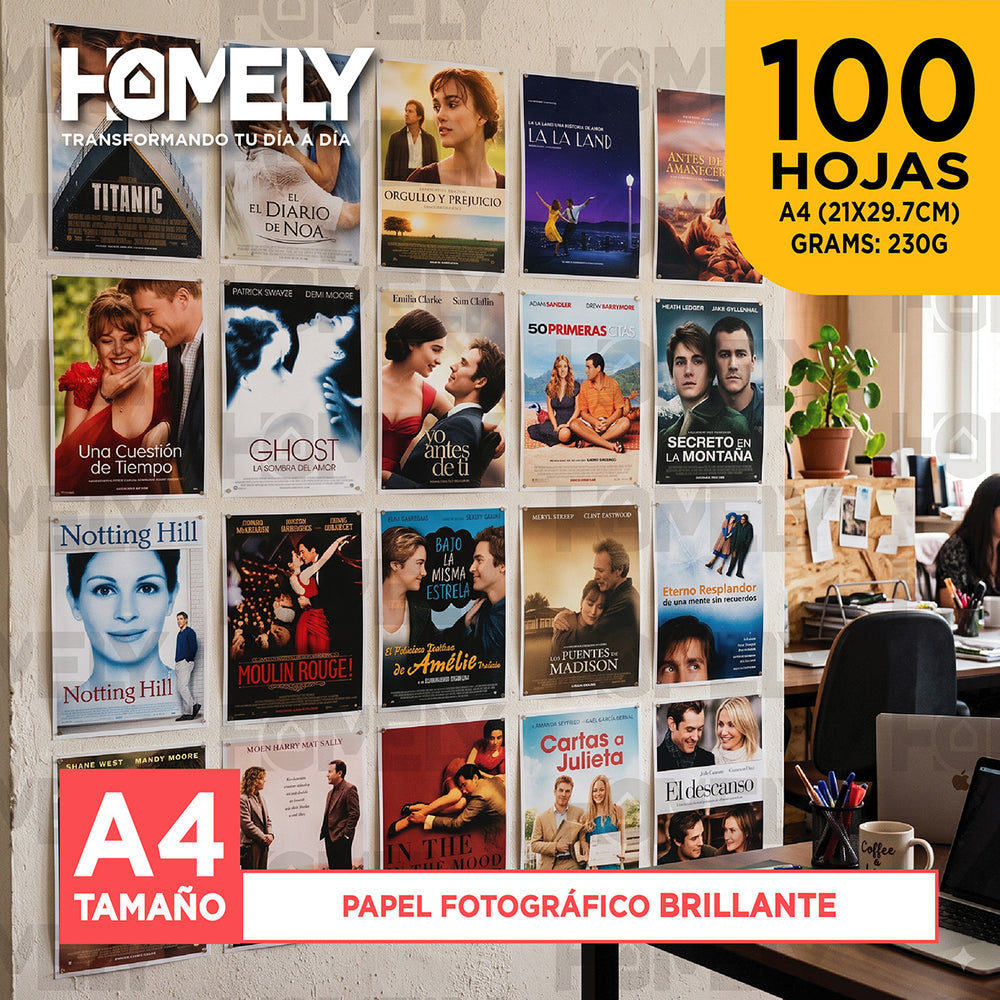 Papel fográfico brillante 100 hojas A4 230 g