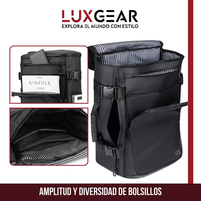 Mochila Notebook Antirrobo Luxgear Sleek Impermeable 3 en 1