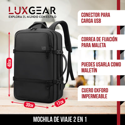 Mochila Notebook Viaje Luxgear Elite Impermeable Ejecutiva