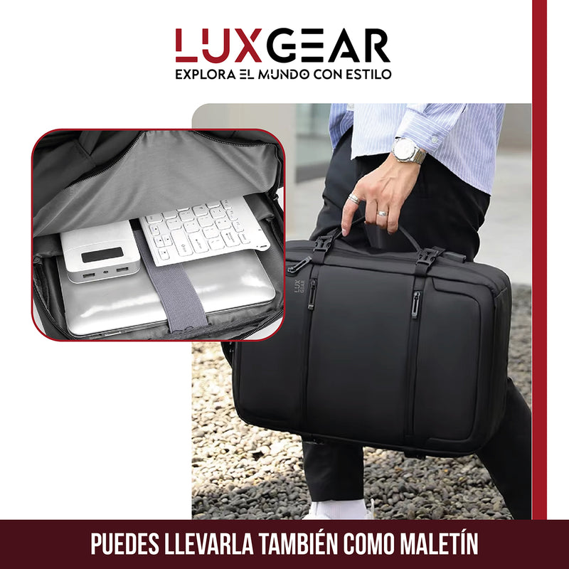 Mochila Notebook Viaje Luxgear Elite Impermeable Ejecutiva