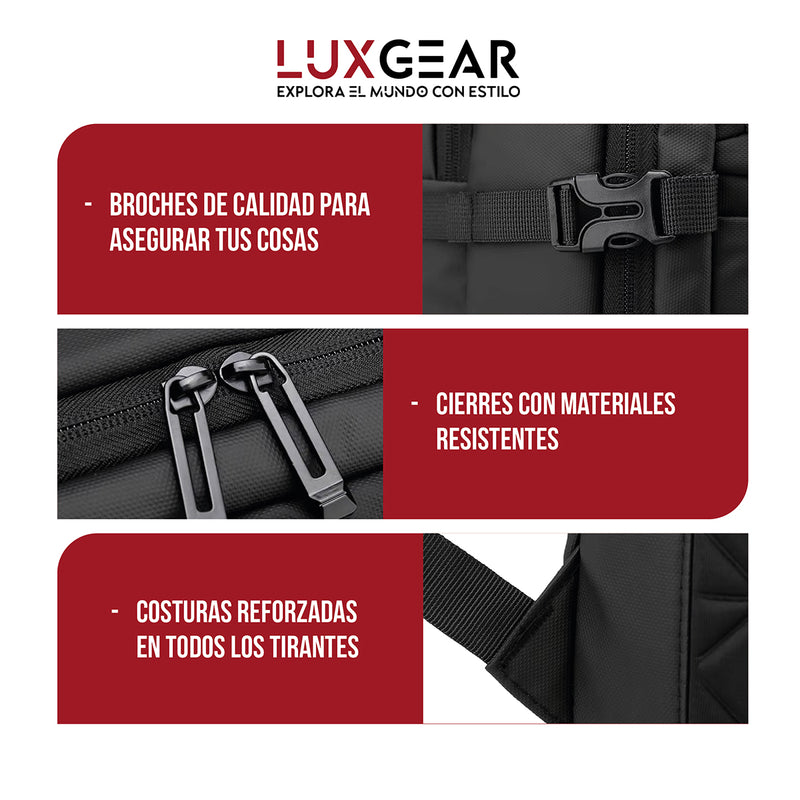 Mochila Notebook Viaje Luxgear Elite Impermeable Ejecutiva