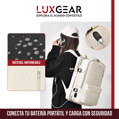 Mochila De Viaje Expansible Luxgear NomadLifeV2 Impermeable - Beige