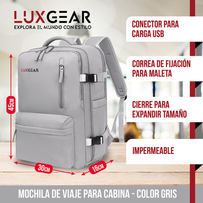 Mochila De Viaje Expansible Luxgear NomadLifeV2 Impermeable - Gris