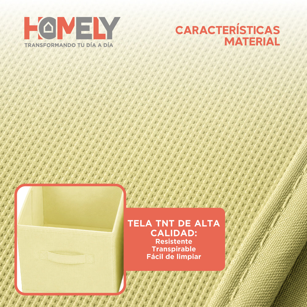Cajas Organizadoras Cubo Plegable Homely Color Beige Closet Ropa Accesorios Pack 6