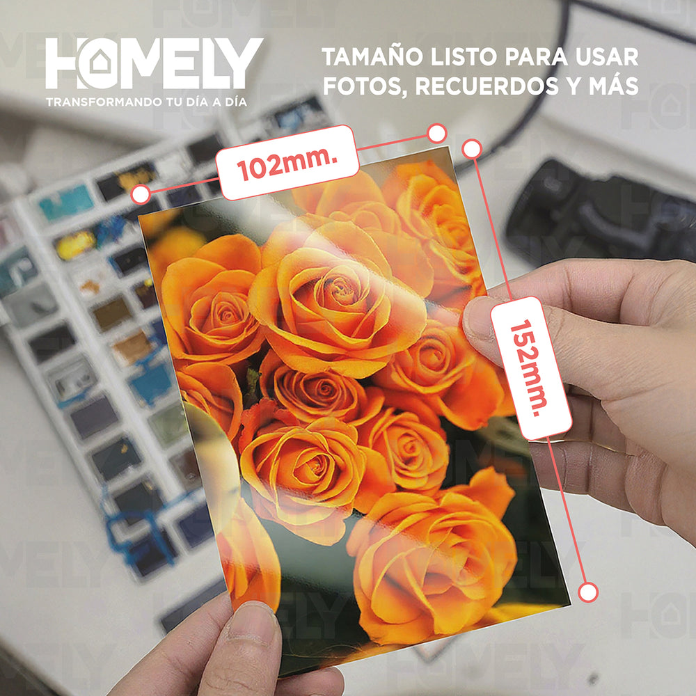 Papel Fotografico Glossy 4r 230 Gramos Homely 100 Hojas Blanco