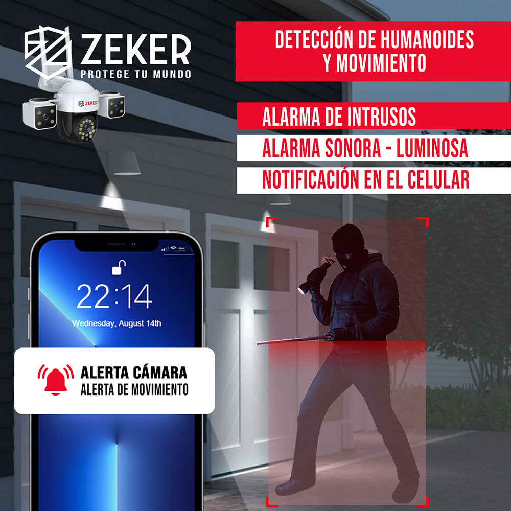 Camara De Seguridad Helicopter Zeker 6MP 5G Wifi Exterior X3