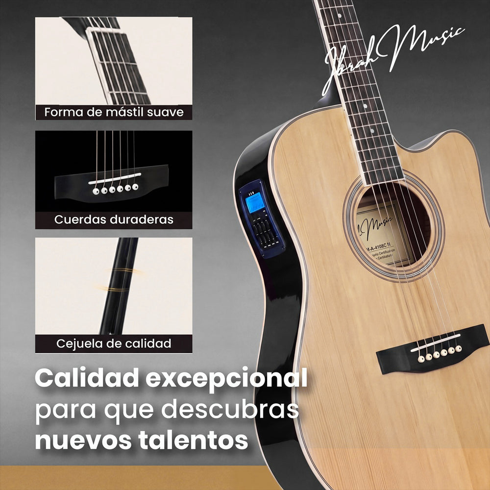 Guitarra Electroacústica 41" Café con EQ + Accesorios