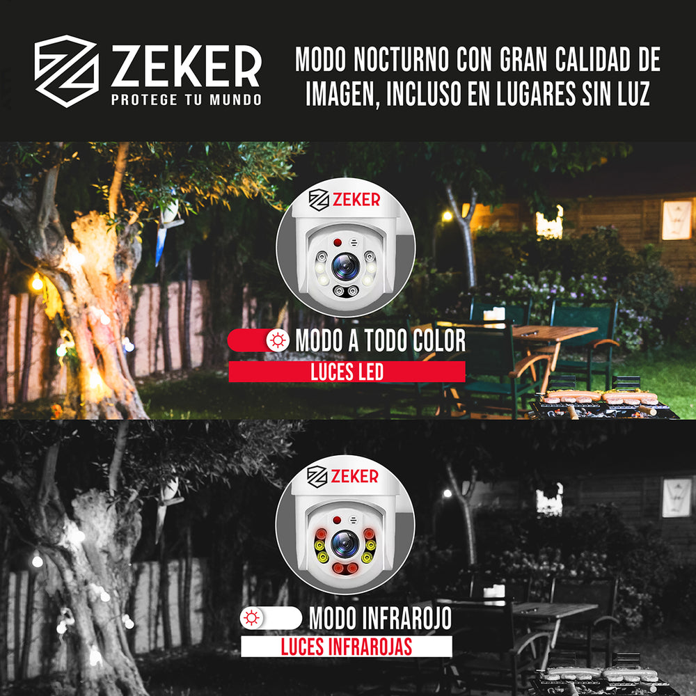 Camara De Seguridad Wifi Exterior Impermeable Zeker 4mp 2.4g