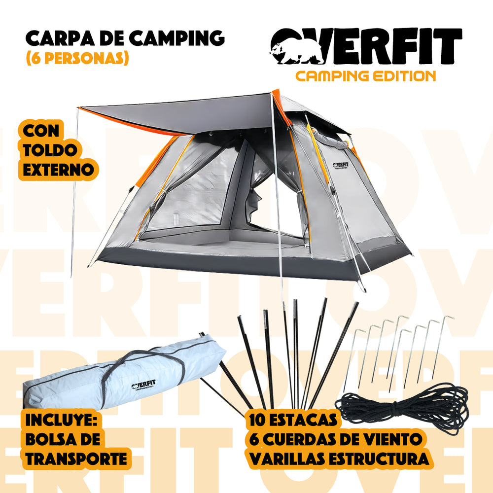Carpa De Camping 6 Personas Overfit Impermeable 500mm