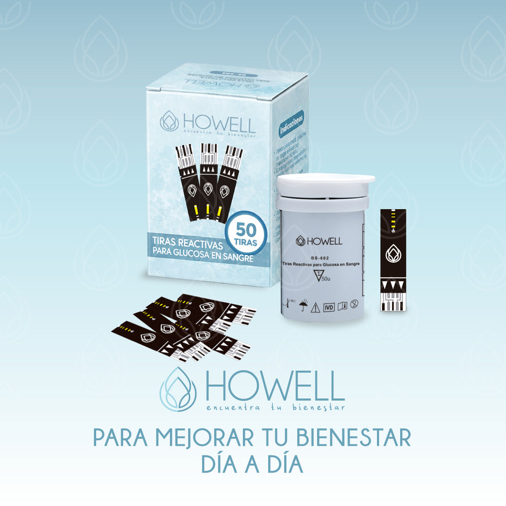 Pack 50 Tiras Reactivas Glucometro Howell BS-602