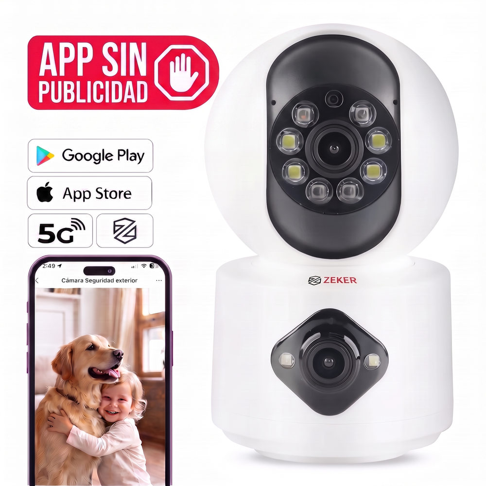 Camara De Seguridad Interior Doble Zeker 4MP 2.5Ghz Wifi IP