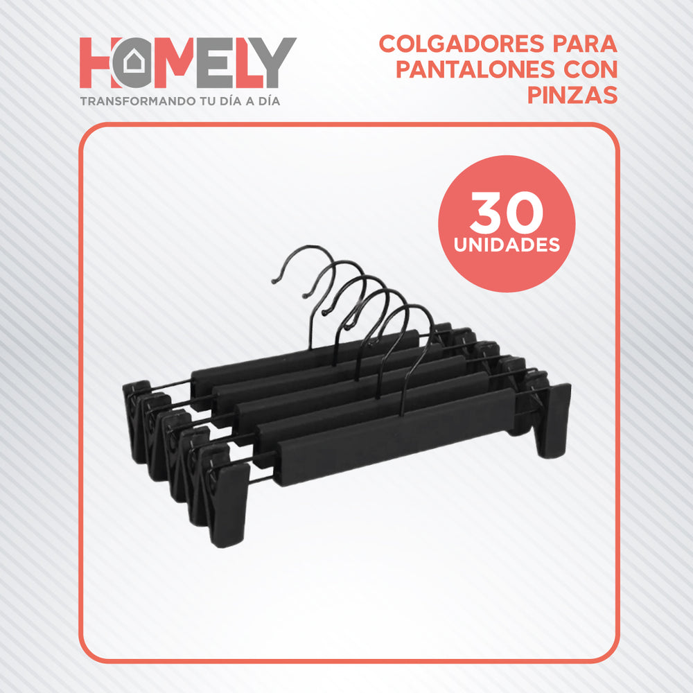 Colgadores De Pinza Para Pantalon Homely Ganchos Ropa 30 U
