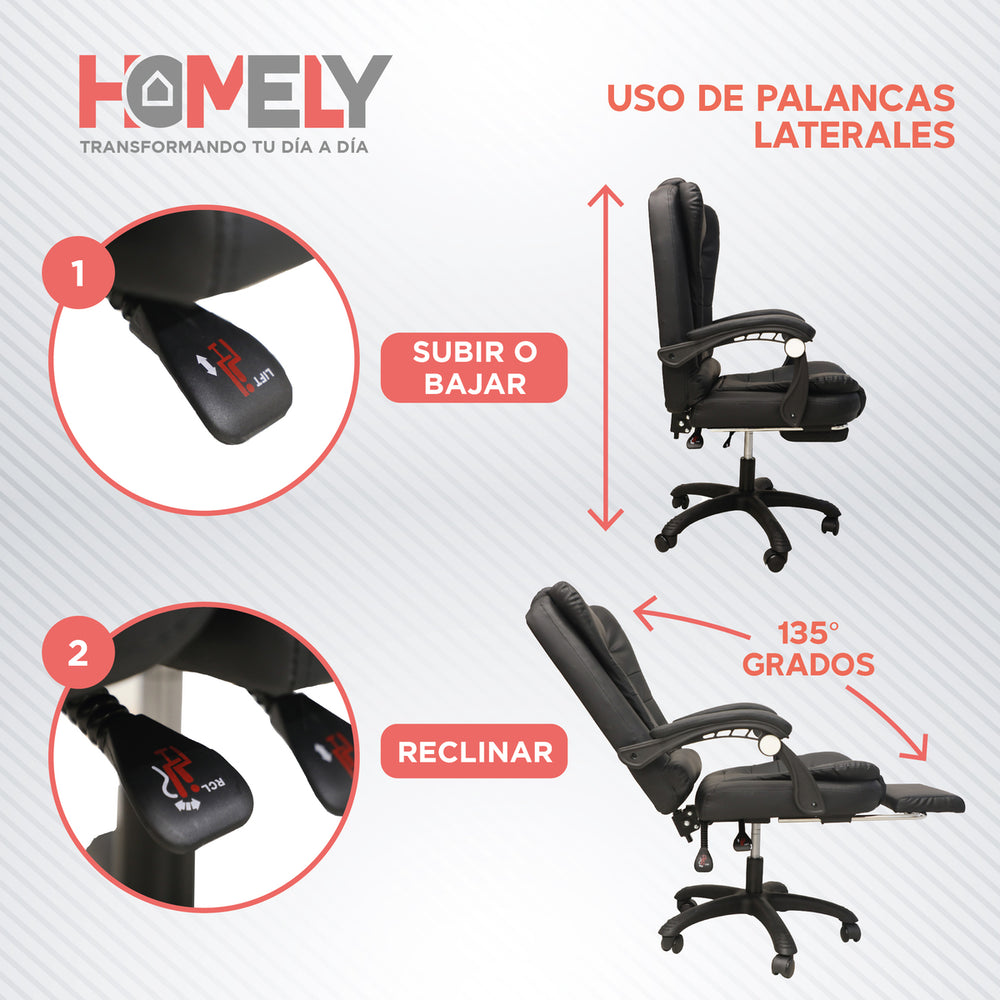 Silla Premium Escritorio Reclinable con Apoyapies Homely