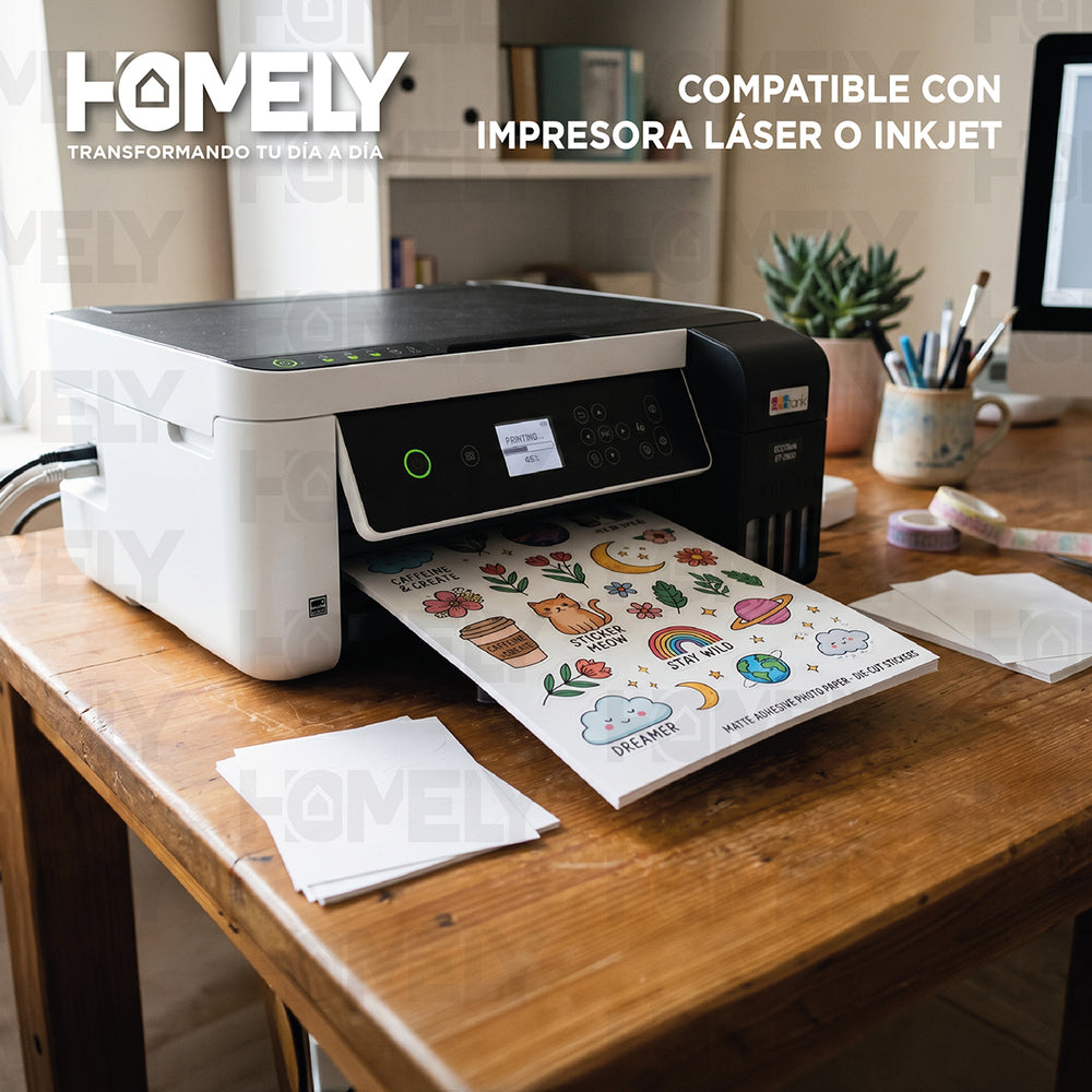 Papel Fotografico Adhesivo Matte A4 135g Homely 50 Hojas Blanco