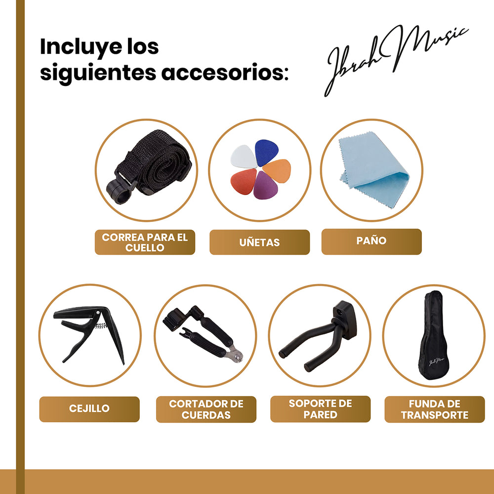 Ukelele Soprano Concierto Ibrah 21 Pulgadas + Accesorios