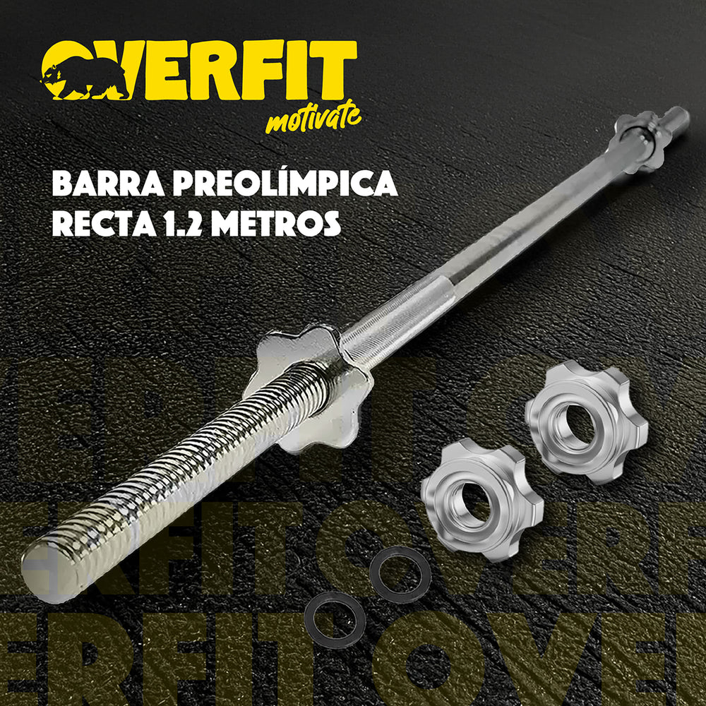Barra Preolimpica Recta 4.2 kg Overfit 120Cm Cromada Fitness