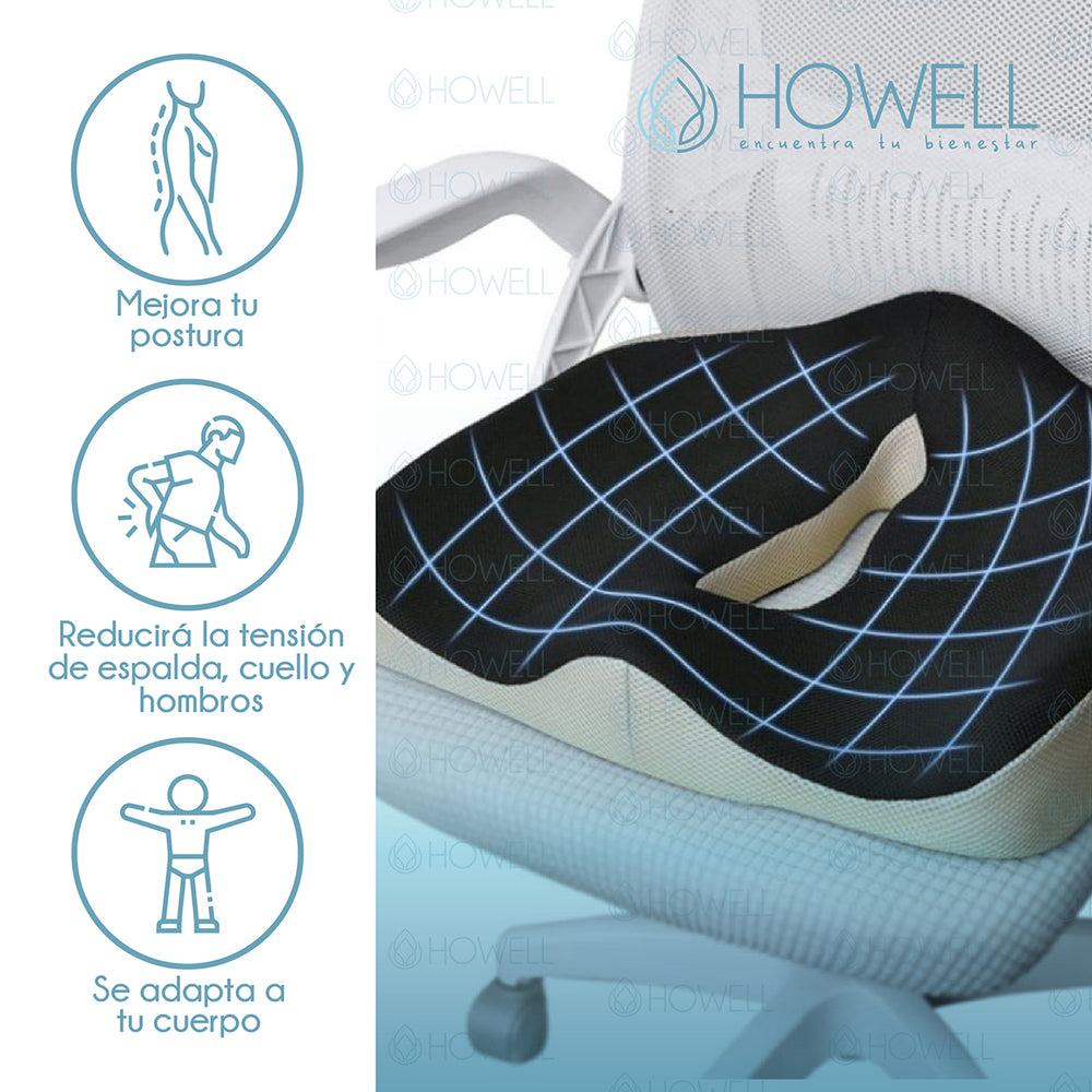 Cojín Ortopédico de Asiento Lumbar Howell Antideslizante