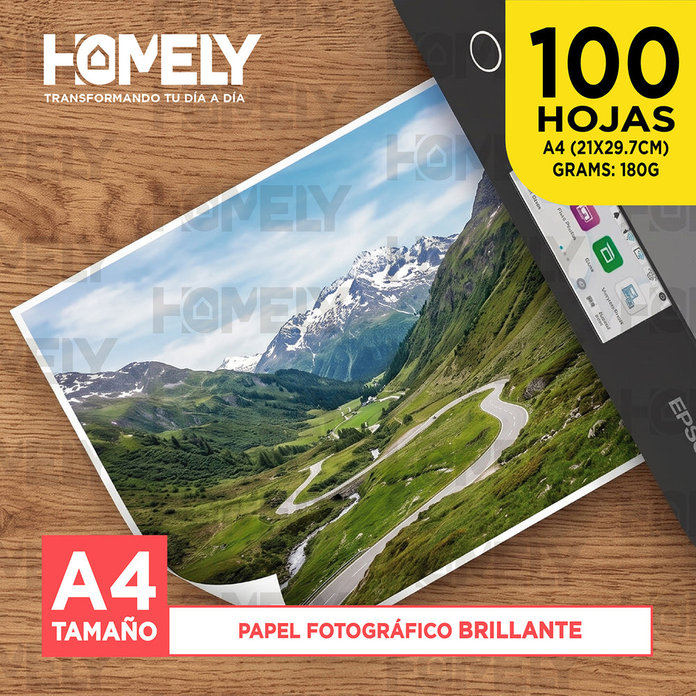 Papel fográfico brillante 100 hojas A4 180 g