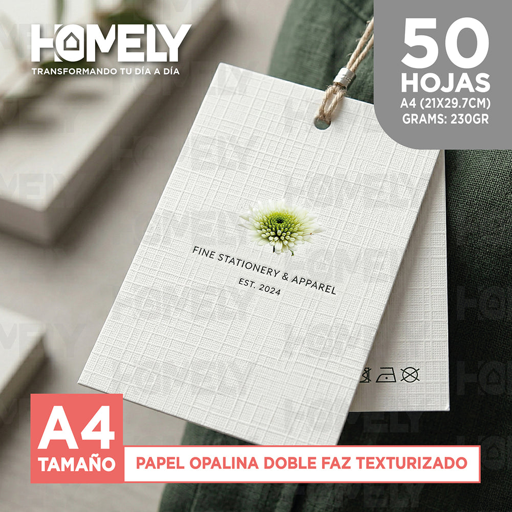 Papel Opalina Texturizada A4 230 Gramos Homely 50 Hojas
