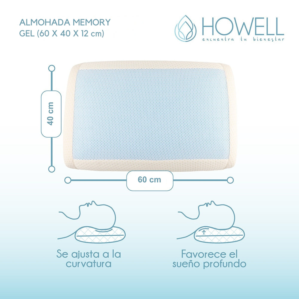 Almohada Gel Ortopédica Viscoelástica Howell Memory 60x40cm