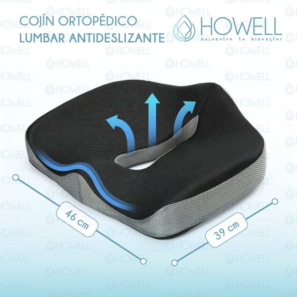 Cojín Ortopédico de Asiento Lumbar Howell Antideslizante