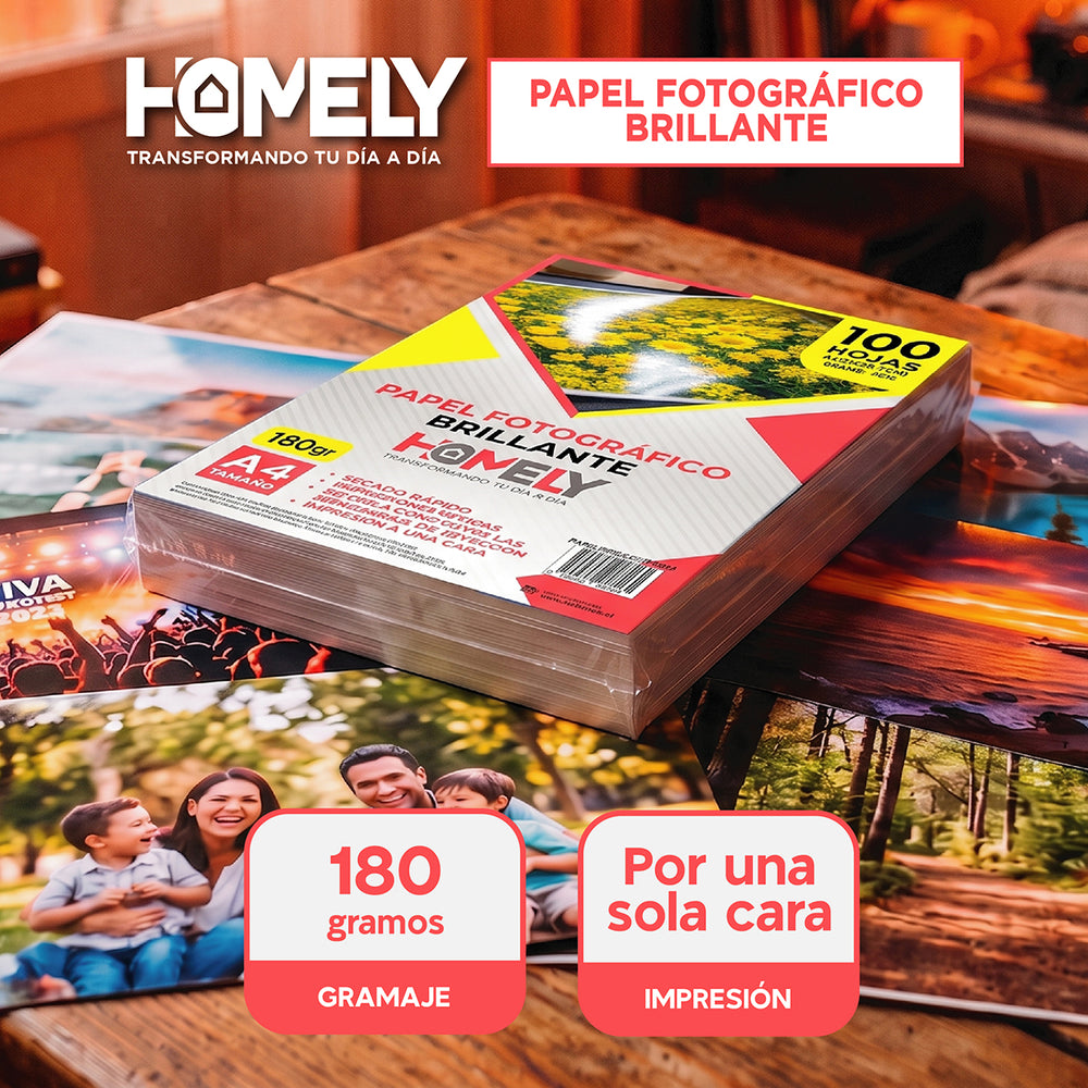 Papel fográfico brillante 100 hojas A4 180 g