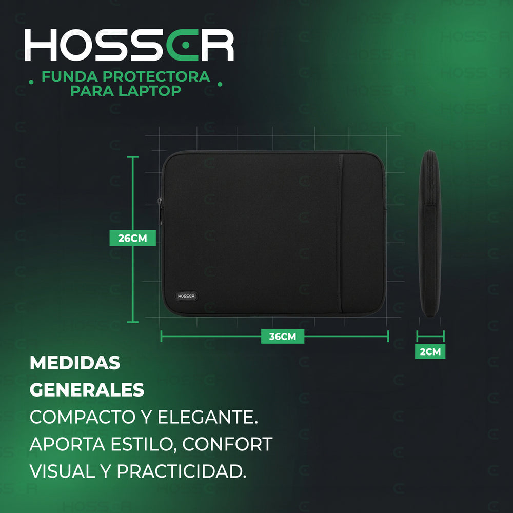 Funda Notebook 13 - 14 Pulgadas Hosser Bolsa Protectora Laptop Portatil Negro - Default Title