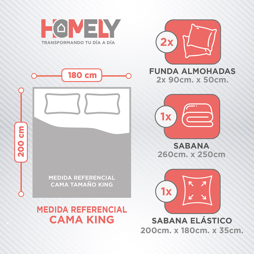 Juego de sabanas King Homely 100 GSM Suave 4 Piezas
