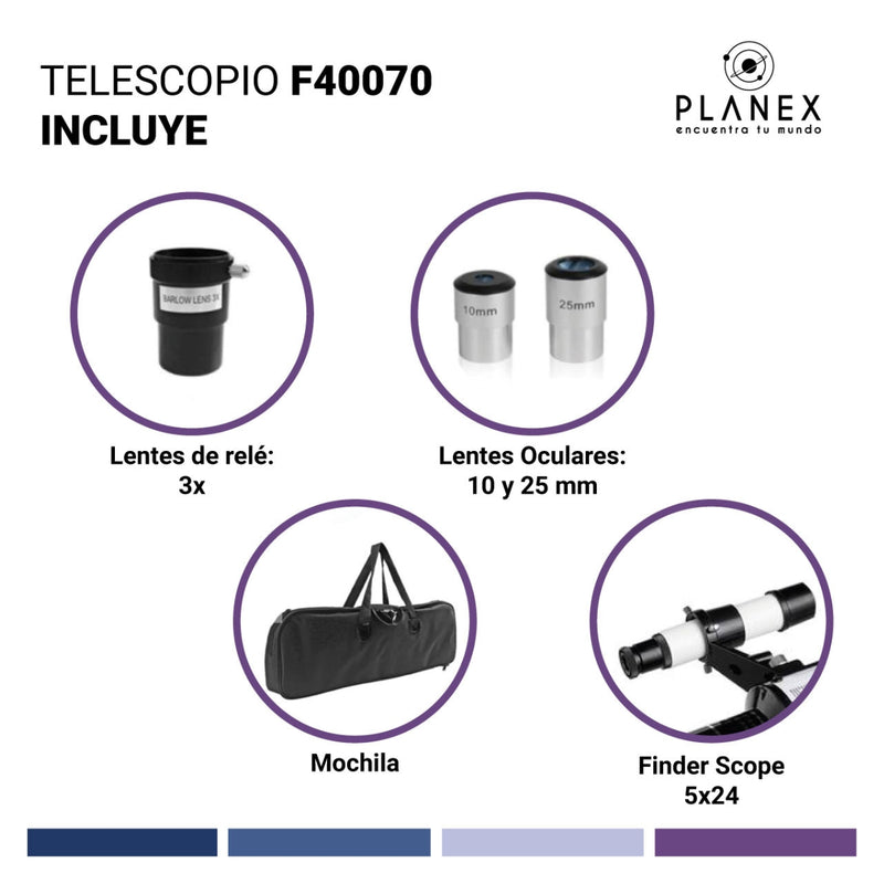 Telescopio Astronómico Monocular F40070 Planex + Soporte