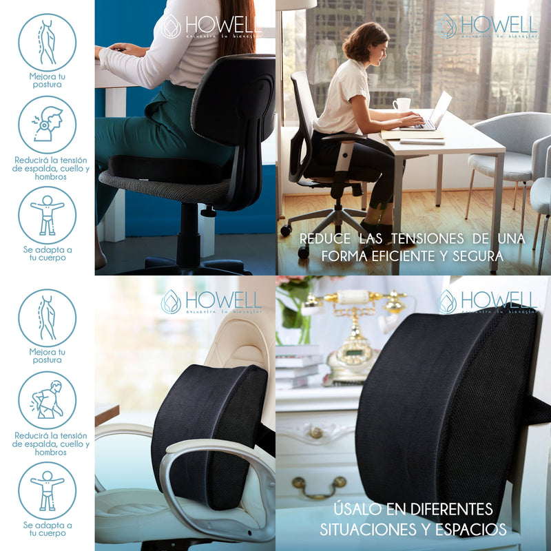 Pack Cojin Lumbar Viscoelástico Asiento y Espalda Howell