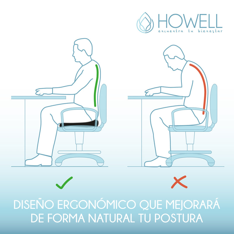 Pack Cojin Lumbar Viscoelástico Asiento y Espalda Howell