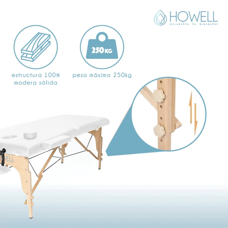 Camilla De Masajes Blanca Portátil Howell Plegable + Bolso