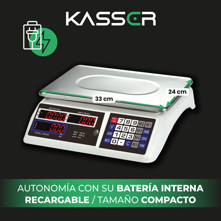 Balanza Digital Kasser Pesa 40 kilos Comercial Recargable – ET Brands