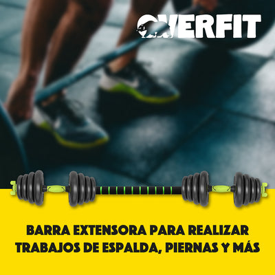 Set Mancuernas + Barra + Kettlebell Unibles Overfit 30kg