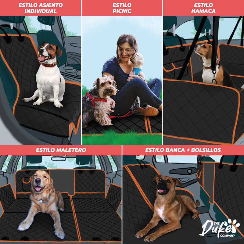 Cubre Asiento Auto Para Mascotas Funda Cobertor Duke 5 en 1