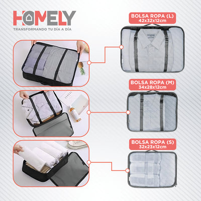 Set de Bolsas organizadoras de maleta Homely 8 en 1