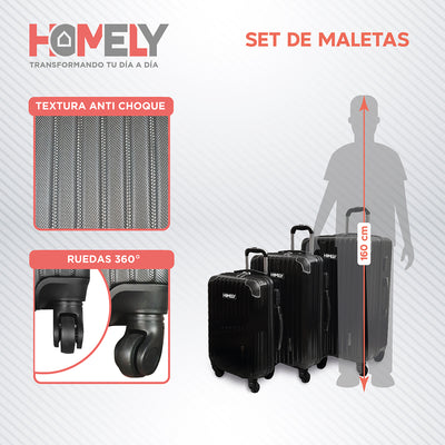 Maletas 10 18 23kg Homely +  Bolso Viaje + Necesser Set